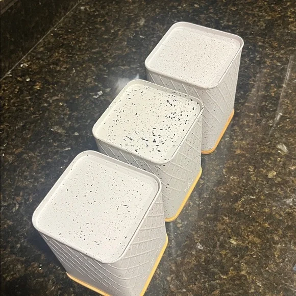 White Gold specales Kitchen Canister with Bamboo Lid - Tea Coffee Sugar - Picture 13 of 14